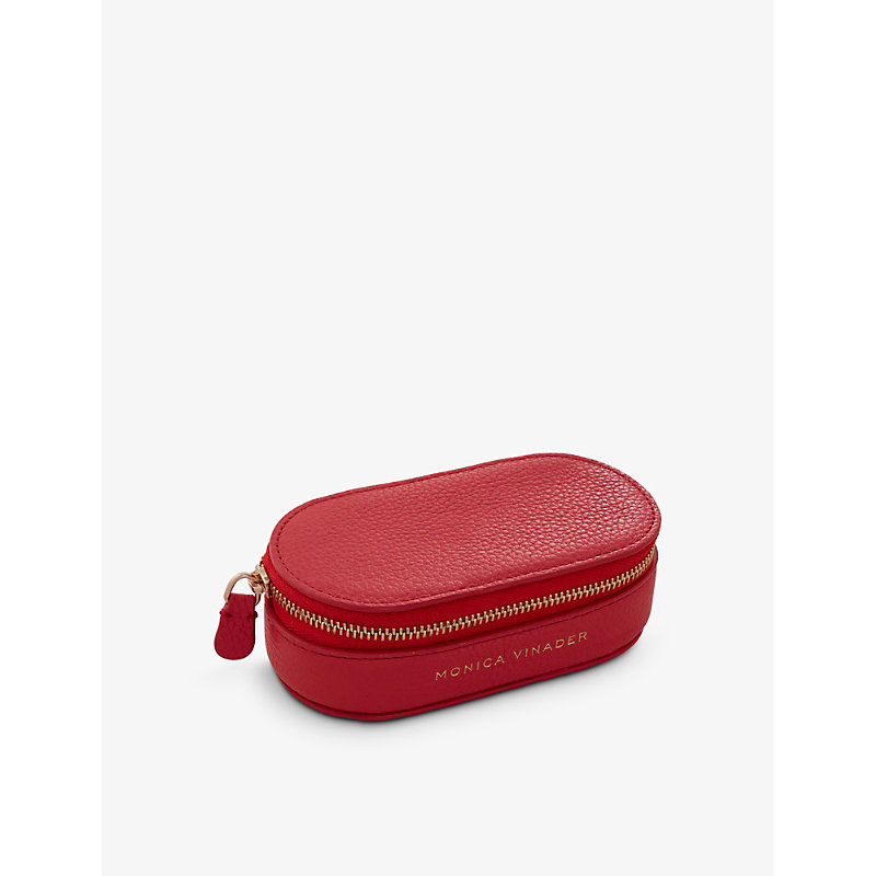 Monica Vinader Womens Red Mini Oval Logo-print Leather Jewellery Box
