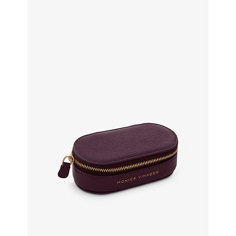 Monica Vinader Womens Purple Mini Oval Logo-print Leather Jewellery Box