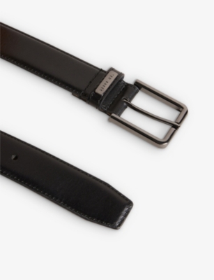 Shop Ted Baker Men's Black Wizerd Double-keeper Branded Leather Belt