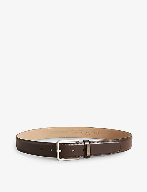TED BAKER: Wizerd double-keeper branded leather belt