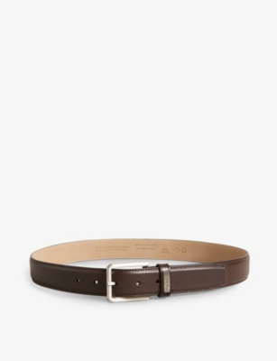 Ted Baker Wizerd Double-keeper Branded Leather Belt In Brown