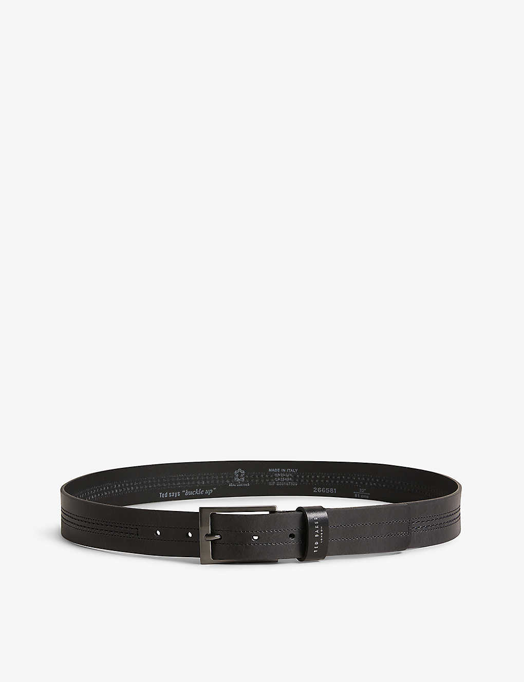 Ted Baker Crisic Tonal-stitch Leather Belt In Black
