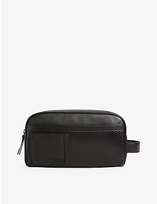 TED BAKER: Kilzip brand-embossed textured-leather wash bag