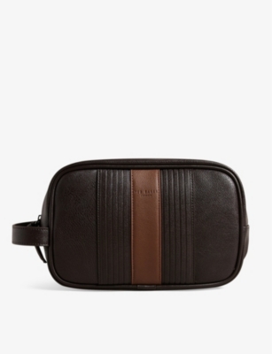 TED BAKER: Evens logo-embossed faux-leather wash bag