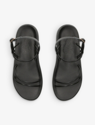 Shop Ancient Greek Sandals Womens Black Polis Asymmetric-strap Leather Sandals