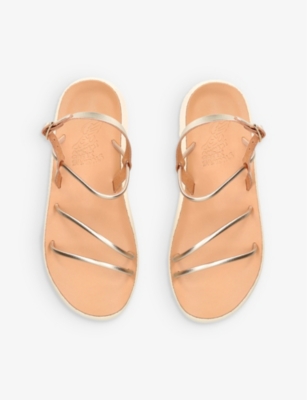 Shop Ancient Greek Sandals Womens Gold Polis Metallic-strap Leather Sandals