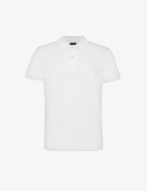 TOM FORD: Brand-embroidered short-sleeved cotton-piqué polo shirt