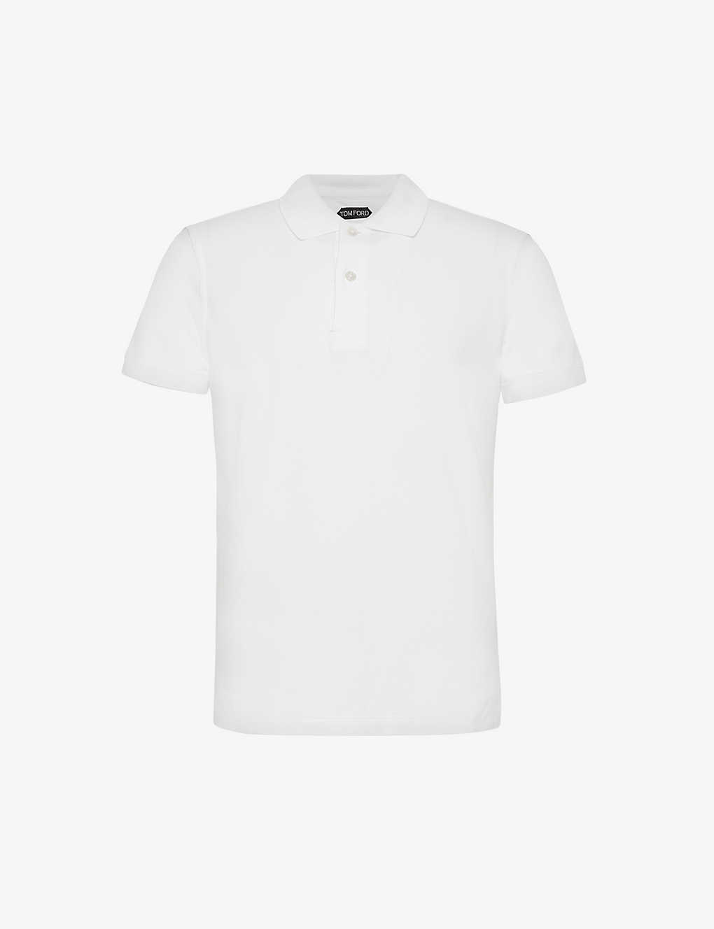 Tom Ford Brand-embroidered Short-sleeved Cotton-piqué Polo Shirt In White