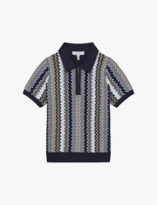 REISS: Striped woven polo shirt 4-9 years