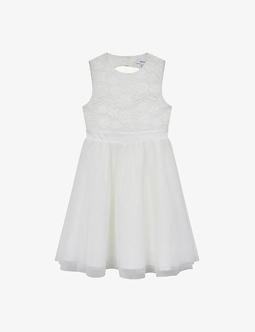 REISS: Kit floral-embroidered tulle and lace dress 4-9 years
