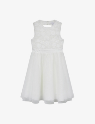 Reiss Girls Ivory Kids Kit Floral-embroidered Tulle And Lace Dress 4-9  Years | ModeSens