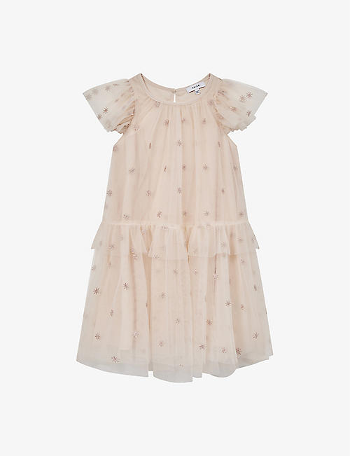 REISS: Sun-embroidered woven dress 4-9 years