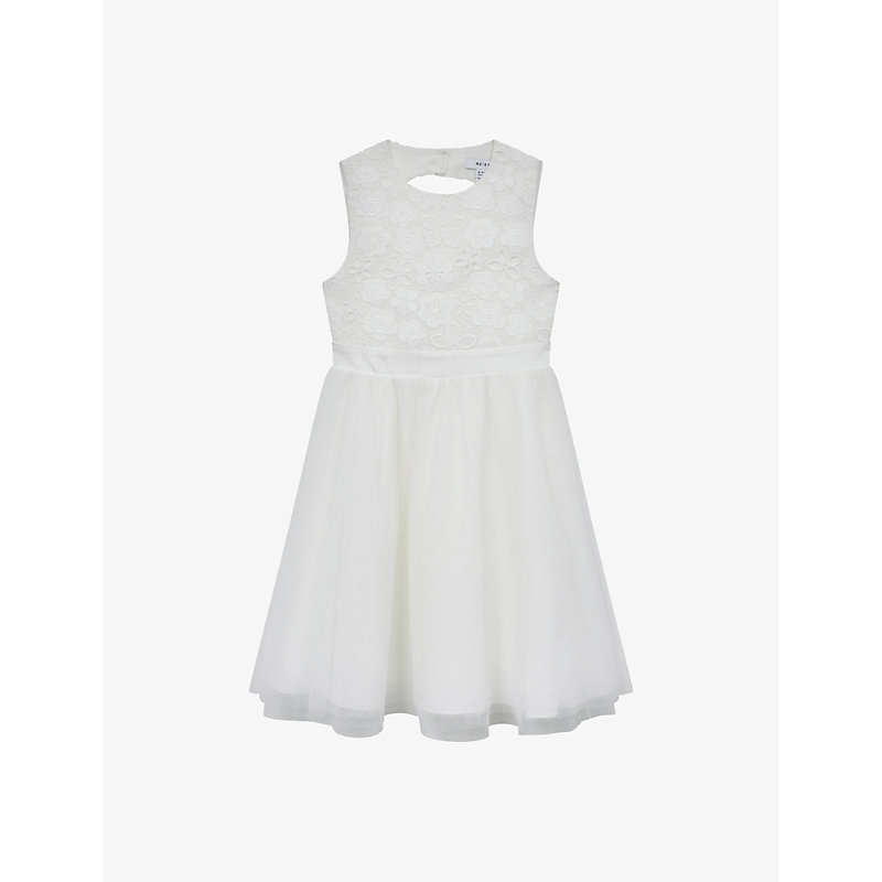 REISS REISS GIRLS IVORY KIDS KIT FLORAL-EMBROIDERED TULLE AND LACE 10-12 YEARS,65414096