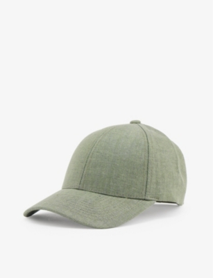 Varsity Headwear Mens Olive Linen Logo-button Linen Baseball Cap