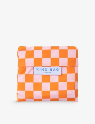 Shop Kind Bag Reusable In Checkerboard Pink-orange