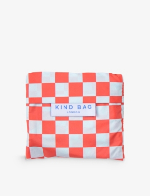 Shop Kind Bag Womens Checkerboard Red- Blue Reusable Medium Woven Bag