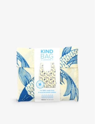 Kind Bag Womens Koi Fish Gingham-print Reusable Medium Woven Bag