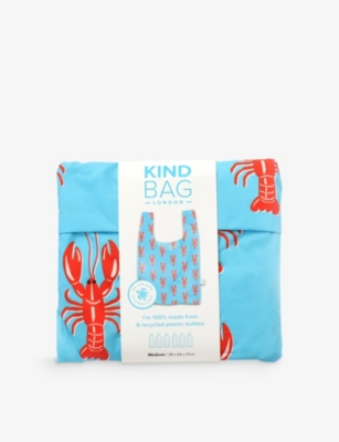 Kind Bag Womens Lobster Gingham-print Reusable Medium Woven Bag