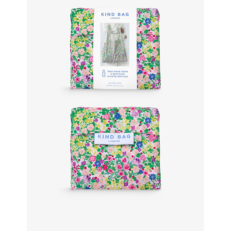 Kind Bag Womens Meadow Flowers Gingham-print Reusable Medium Woven Bag