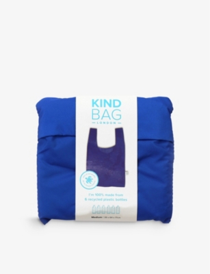 Kind Bag Womens Sapphire Blue Gingham-print Reusable Medium Woven Bag