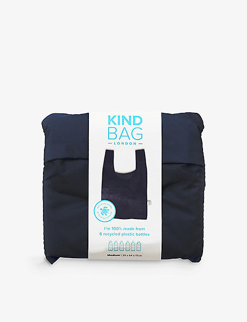 KIND BAG: Gingham-print reusable medium woven bag