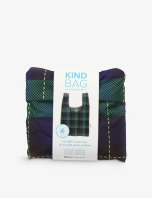 Kind Bag Womens Tartan Gingham-print Reusable Medium Woven Bag