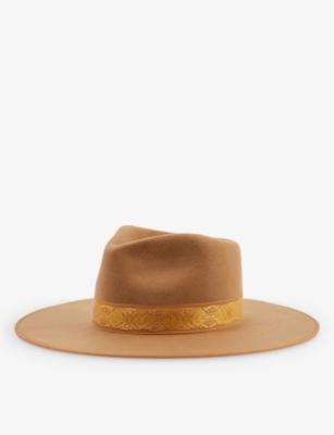 LACK OF COLOR: Rancher ribbon-embellished wool fedora hat
