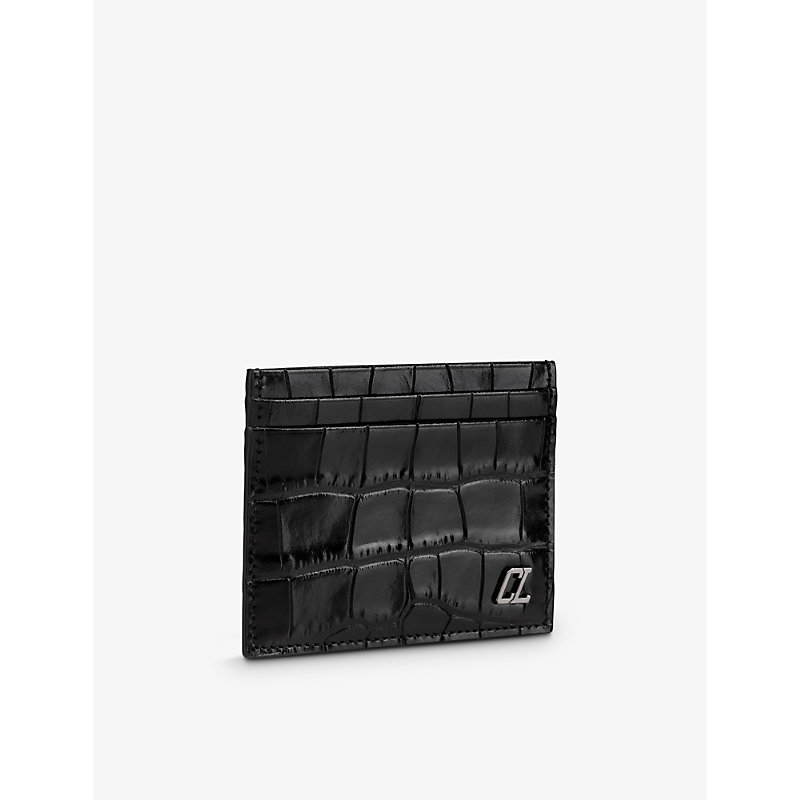 Shop Christian Louboutin Black/gun Metal Kios Leather Card Holder
