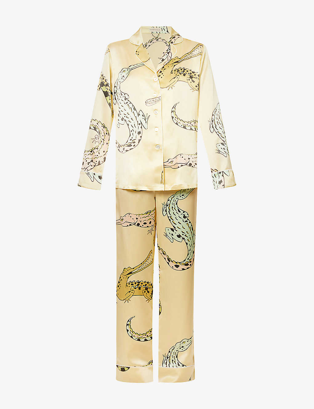 Olivia Von Halle Womens Emperor Lila Crocodile-pattern Silk-satin Pyjamas