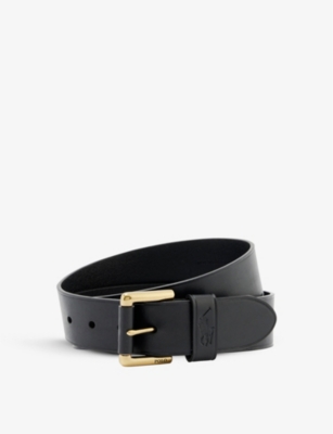 Polo Ralph Lauren Mens Black Logo-embellished Leather Belt In Black