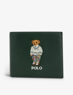 POLO RALPH LAUREN - Branded bear-embroidered leather billfold wallet |  