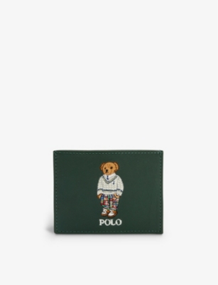 POLO RALPH LAUREN - Branded bear-embroidered leather card holder |  