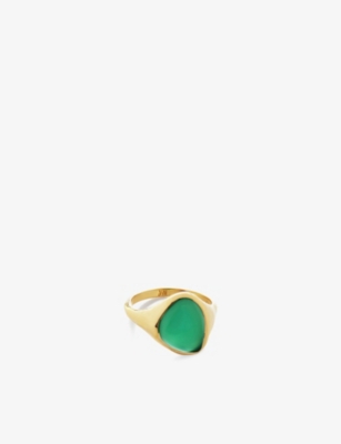 Monica Vinader Womens Gold Rio Recycled 18ct Yellow Gold-plated Vermeil Sterling-silver And Green On In Gold