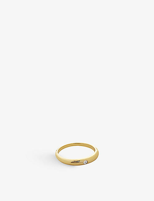 MONICA VINADER: Deia 18ct gold-plated vermeil sterling-silver and 0.003ct single-cut diamond ring