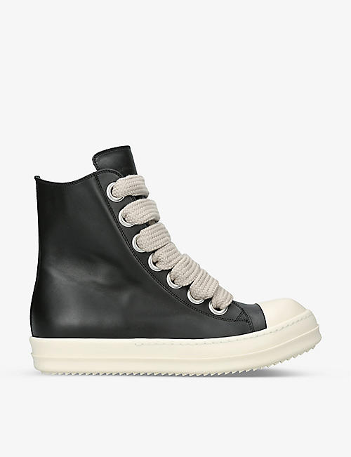 RICK OWENS: Smooth leather high-top trainers