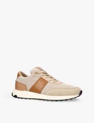 TODS Luxury leather and woven low-top trainers