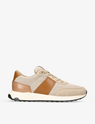 TODS Luxury leather and woven low-top trainers
