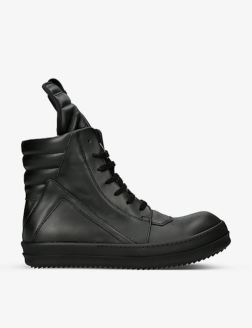 RICK OWENS: Geobasket leather high-top trainers