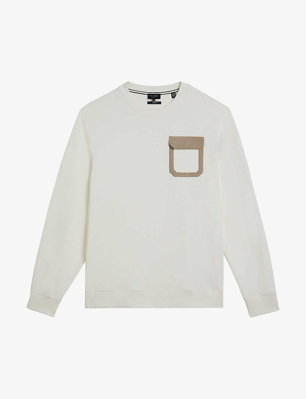Ted Baker Mens White Escana Pocket-detail Stretch-cotton Sweatshirt