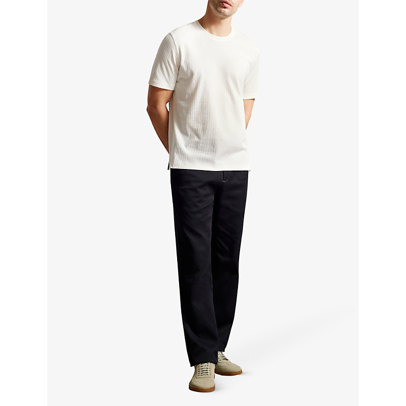 Shop Ted Baker Rakes Ribbed Crewneck Cotton T-shirt In White