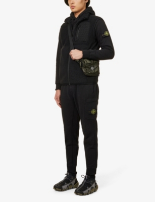 Shop Stone Island Men's Black Brand-badge Relaxed-fit Cotton-jersey Hoody