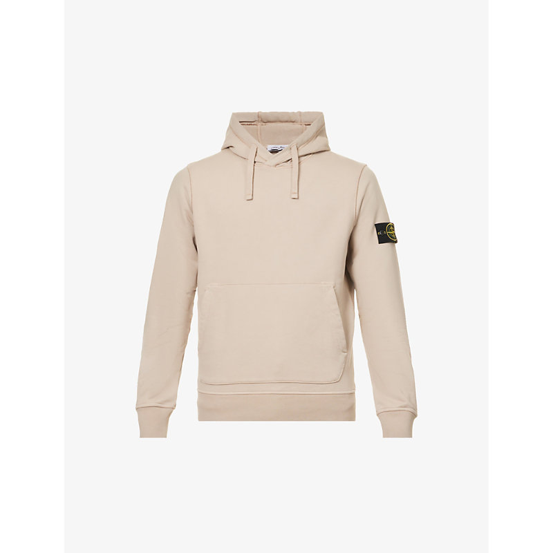 Stone Island Mens Dove Grey Brand-badge Relaxed-fit Cotton-jersey Hoody