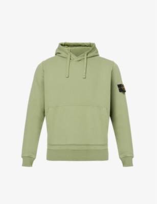 Stone Island Mens Sage Brand-badge Relaxed-fit Cotton-jersey Hoody