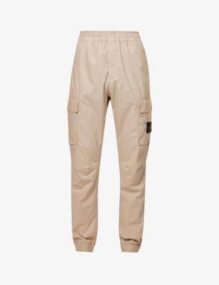 Stone Island Mens Dove Grey Brandbadge Taperedleg Relaxedfit Stretchcotton Cargo Trousers