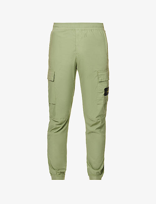 STONE ISLAND: Brand-badge tapered-leg relaxed-fit stretch-cotton cargo trousers