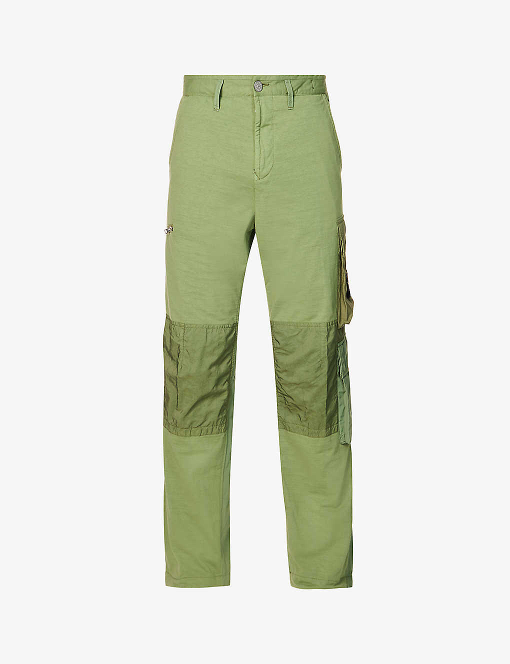 STONE ISLAND STONE ISLAND MEN'S SAGE CONTRAST PANEL BRAND-PATCH STRAIGHT-LEG RELAXED-FIT WOVEN TROUSERS,65436418