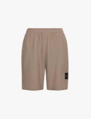 STONE ISLAND: Brand-badge relaxed-fit cotton-blend shorts