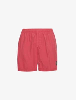 Stone Island Mens Pink Logo-badge Regular-fit Swim Shorts