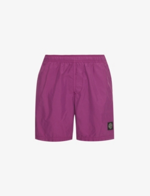 Stone Island Logo Patch Drawstring Swim Shorts In Sage