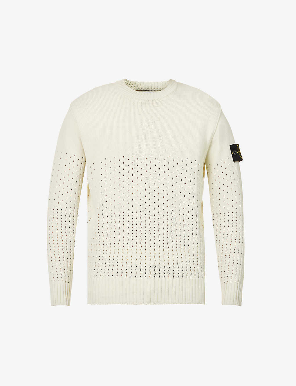 Stone Island Mens Light Green Brand-badge Crewneck Relaxed-fit Knitted Jumper